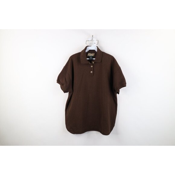 Vintage 90s Express Womens Small Faded Blank Baggy Fit Thermal Knit Polo Brown - Picture 1 of 12